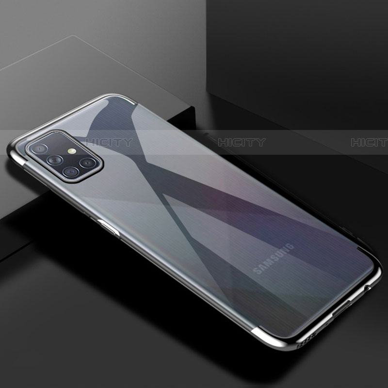 Samsung Galaxy A51 5G用極薄ソフトケース シリコンケース 耐衝撃 全面保護 クリア透明 H01 サムスン シルバー