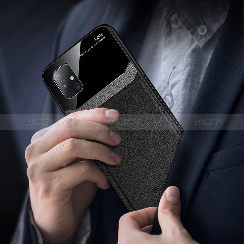Samsung Galaxy A51 5G用シリコンケース ソフトタッチラバー レザー柄 カバー FL1 サムスン 