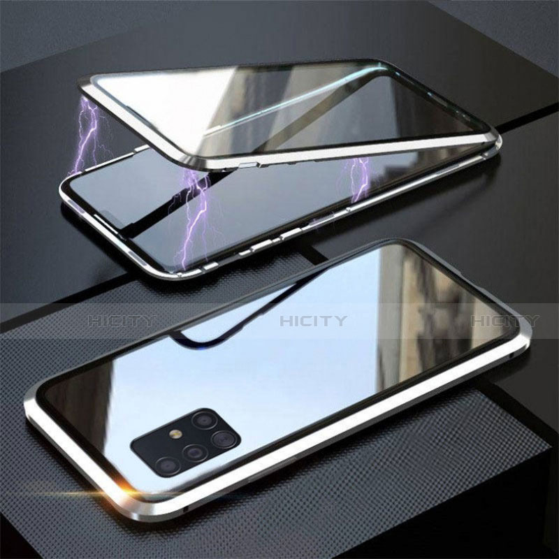 Samsung Galaxy A51 5G用ケース 高級感 手触り良い アルミメタル 製の金属製 360度 フルカバーバンパー 鏡面 カバー T01 サムスン 