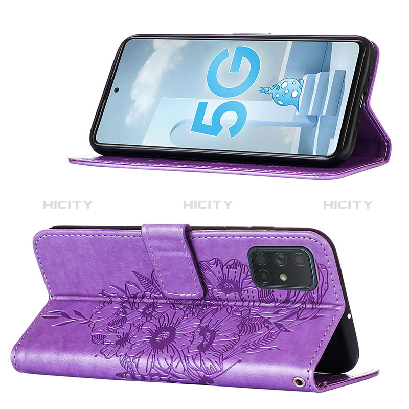Samsung Galaxy A51 5G用手帳型 レザーケース スタンド バタフライ 蝶 カバー Y01B サムスン 