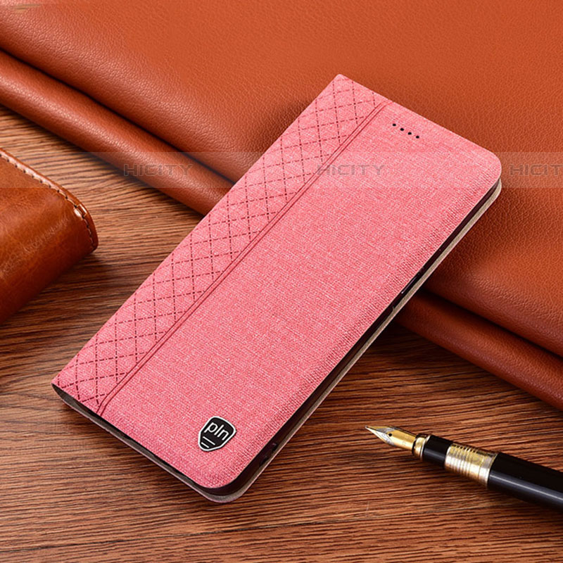Samsung Galaxy A52 4G用手帳型 布 スタンド H12P サムスン ピンク