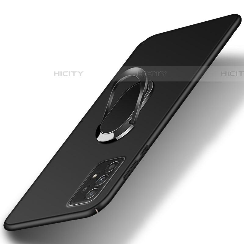 Samsung Galaxy A52 4G用ハードケース プラスチック 質感もマット アンド指輪 マグネット式 YK1 サムスン ブラック
