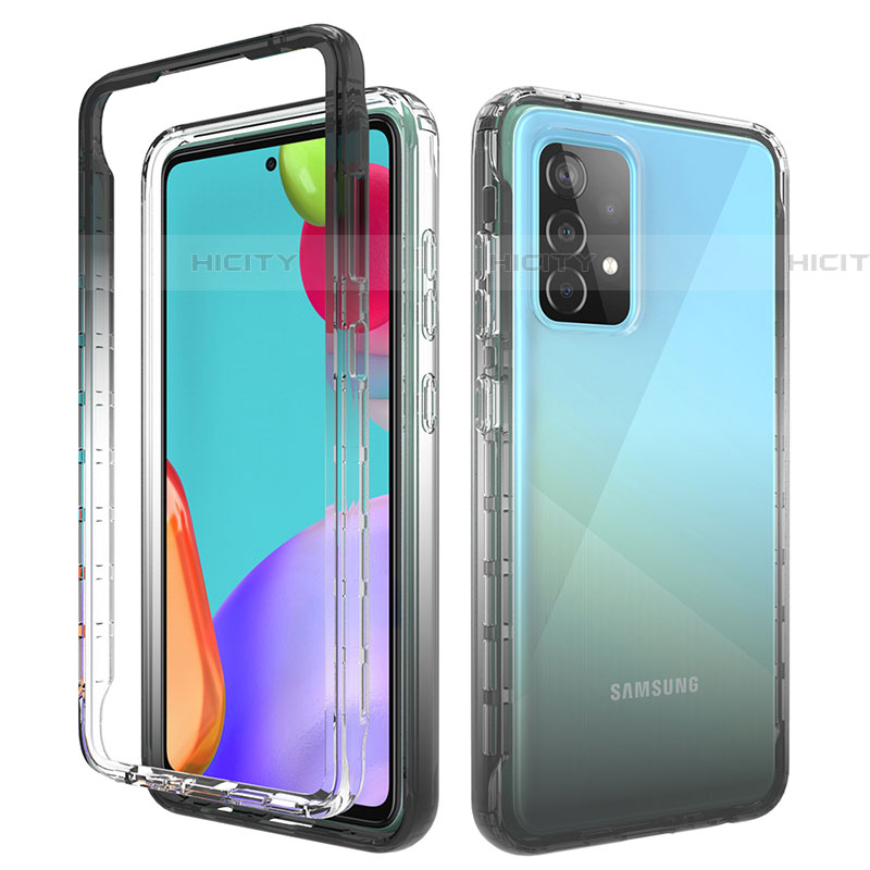 Samsung Galaxy A52 4G用前面と背面 360度 フルカバー 極薄ソフトケース シリコンケース 耐衝撃 全面保護 バンパー 勾配色 透明 サムスン 