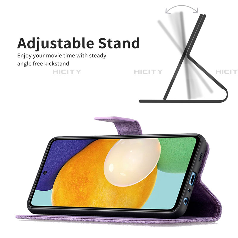 Samsung Galaxy A52 5G用手帳型 レザーケース スタンド バタフライ 蝶 カバー B02F サムスン 