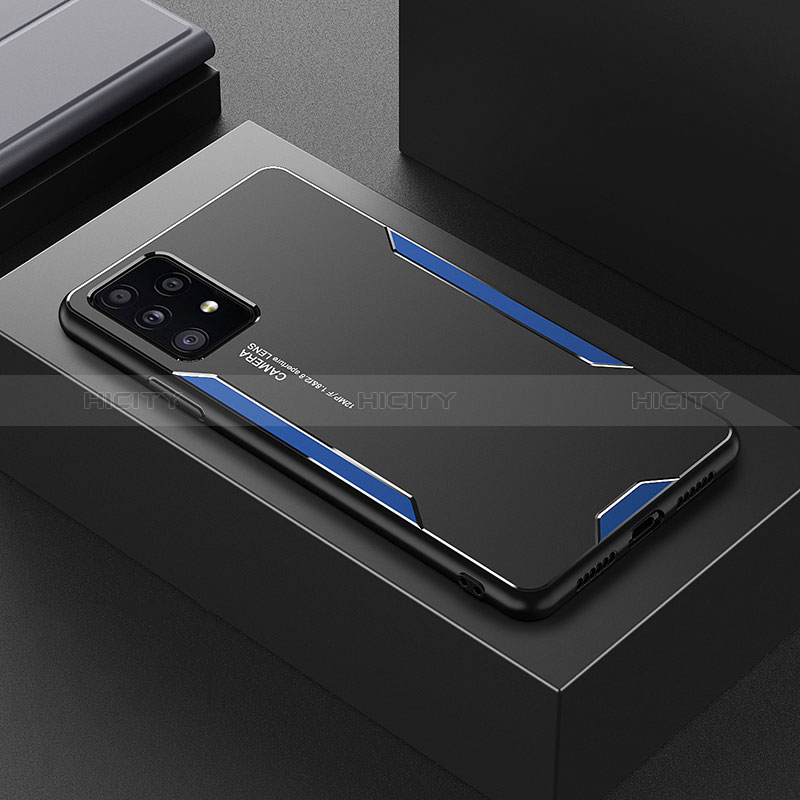 Samsung Galaxy A52s 5G用ケース 高級感 手触り良い アルミメタル 製の金属製 兼シリコン カバー サムスン ネイビー