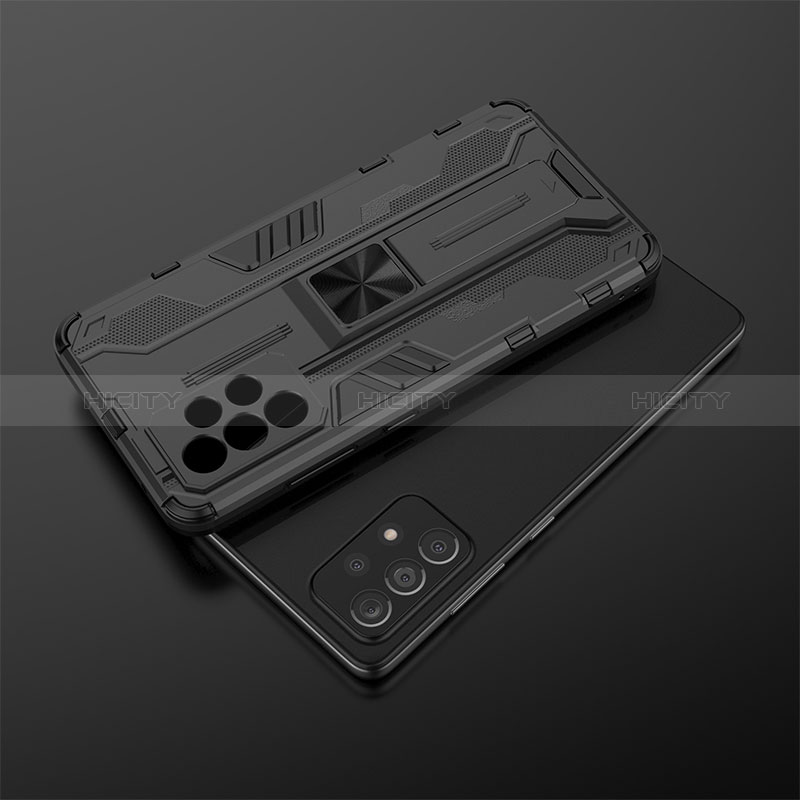 Samsung Galaxy A52s 5G用ハイブリットバンパーケース スタンド プラスチック 兼シリコーン カバー マグネット式 T01 サムスン