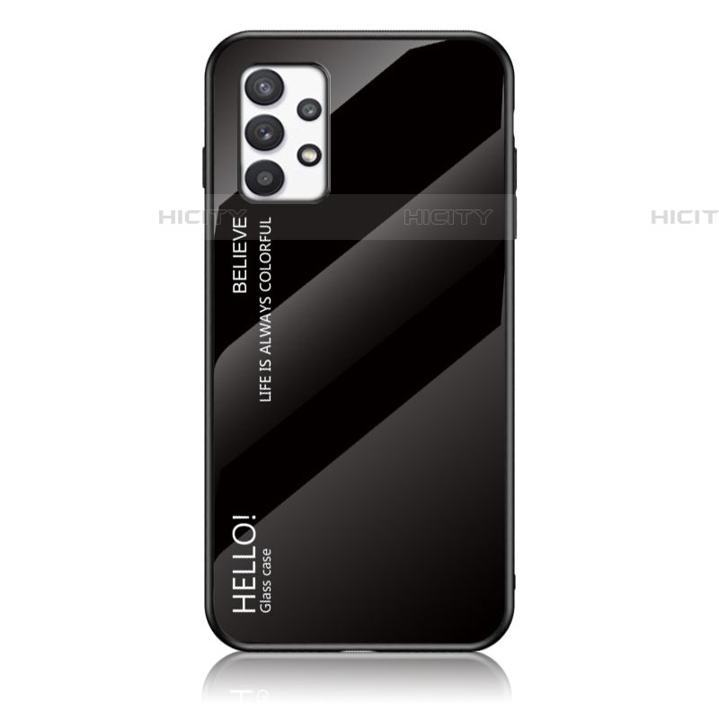Samsung Galaxy A53 5G用ハイブリットバンパーケース プラスチック 鏡面 虹 グラデーション 勾配色 カバー LS1 サムスン ブラック