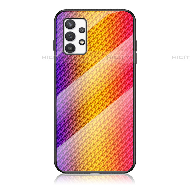 Samsung Galaxy A53 5G用ハイブリットバンパーケース プラスチック 鏡面 虹 グラデーション 勾配色 カバー LS2 サムスン オレンジ
