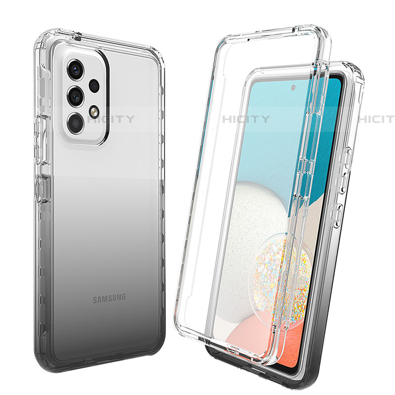 Samsung Galaxy A53 5G用前面と背面 360度 フルカバー 極薄ソフトケース シリコンケース 耐衝撃 全面保護 バンパー 勾配色 透明 サムスン 