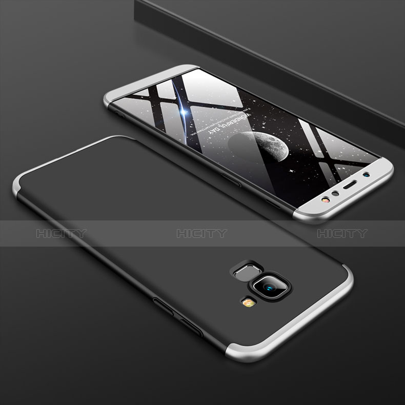 Samsung Galaxy A6 (2018)用ハードケース プラスチック 質感もマット 前面と背面 360度 フルカバー サムスン シルバー