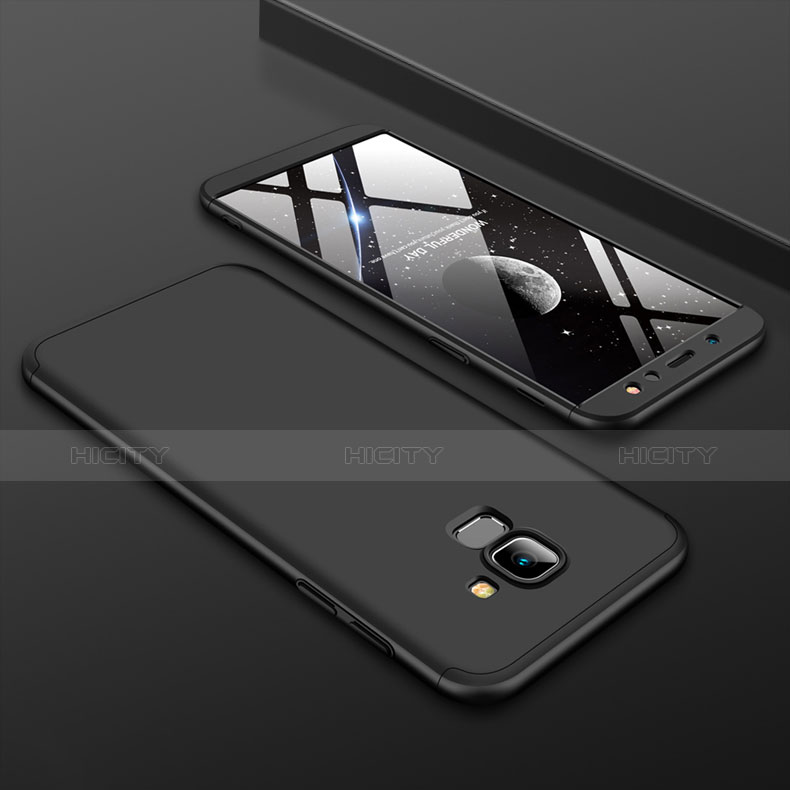 Samsung Galaxy A6 (2018)用ハードケース プラスチック 質感もマット 前面と背面 360度 フルカバー サムスン ブラック