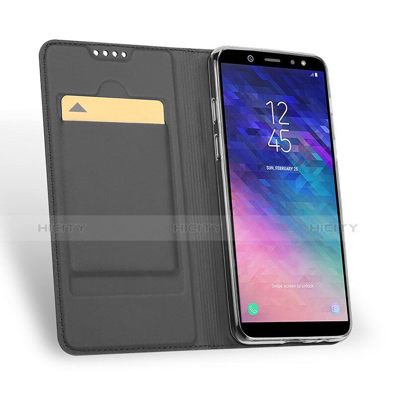 Samsung Galaxy A6 (2018)用手帳型 レザーケース スタンド サムスン ブラック