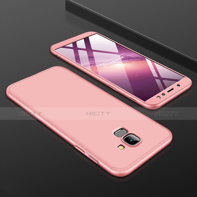 Samsung Galaxy A6 (2018) Dual SIM用ハードケース プラスチック 質感もマット 前面と背面 360度 フルカバー サムスン ローズゴールド