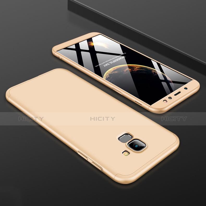 Samsung Galaxy A6 (2018) Dual SIM用ハードケース プラスチック 質感もマット 前面と背面 360度 フルカバー サムスン ゴールド