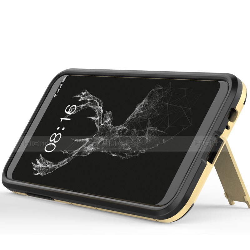 Samsung Galaxy A6 (2018) Dual SIM用ハイブリットバンパーケース スタンド プラスチック 兼シリコーン サムスン ゴールド