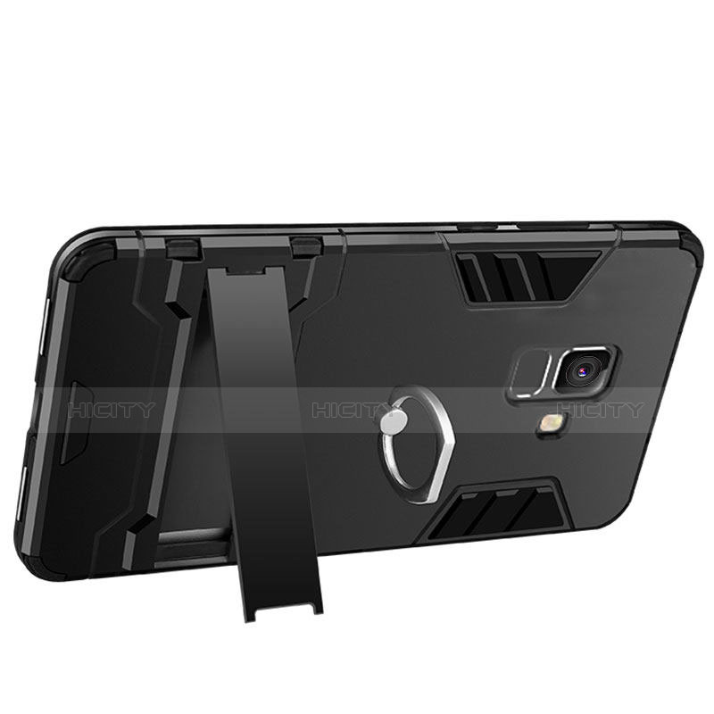 Samsung Galaxy A6 (2018) Dual SIM用ハイブリットバンパーケース スタンド プラスチック 兼シリコーン W01 サムスン ブラック