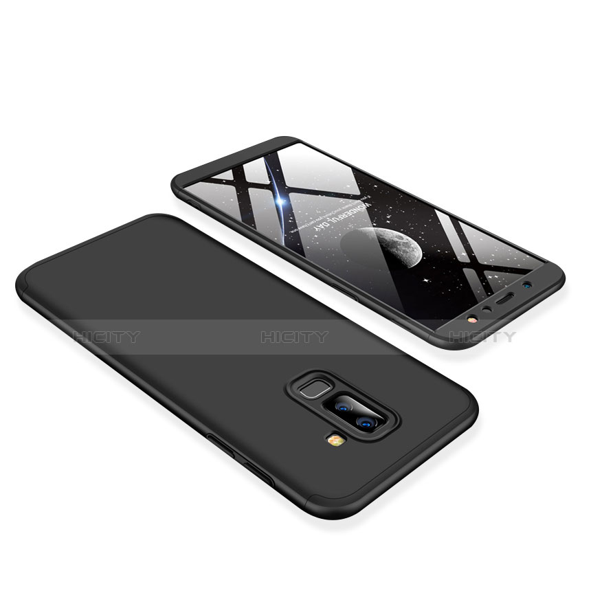 Samsung Galaxy A6 Plus (2018)用ハードケース プラスチック 質感もマット 前面と背面 360度 フルカバー サムスン ブラック