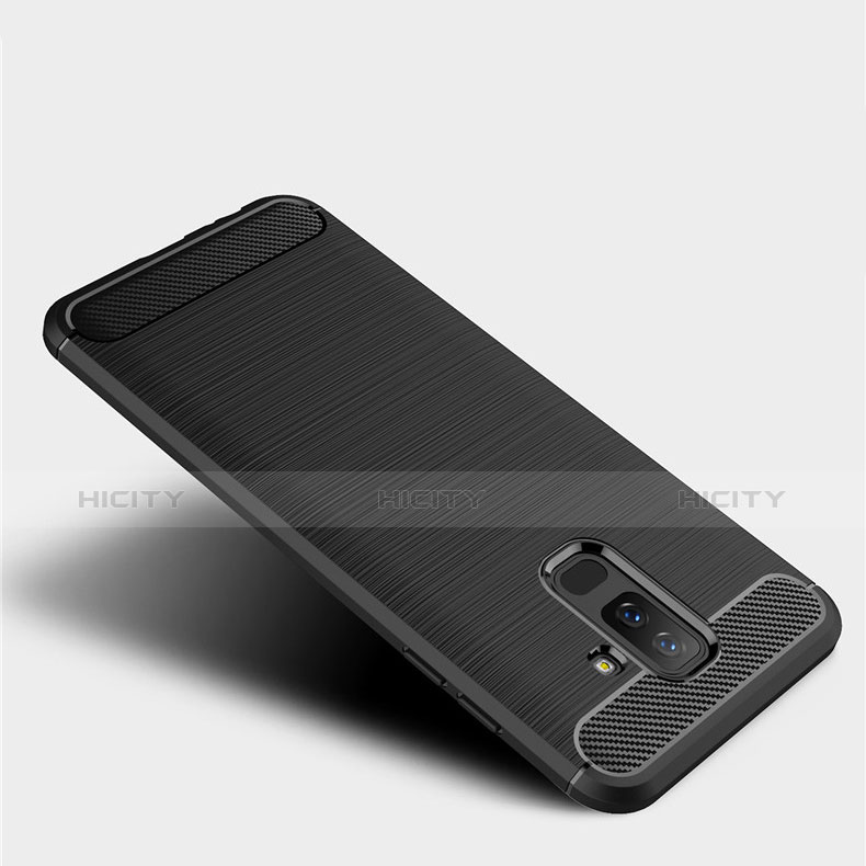 Samsung Galaxy A6 Plus (2018)用シリコンケース ソフトタッチラバー ツイル サムスン ブラック