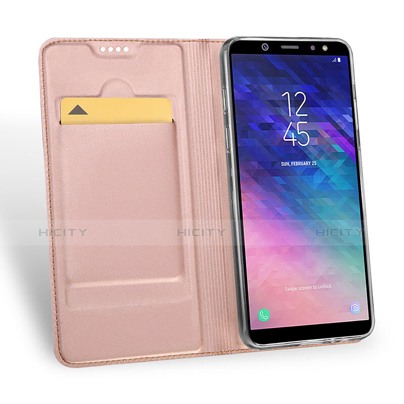 Samsung Galaxy A6 Plus (2018)用手帳型 レザーケース スタンド サムスン ピンク