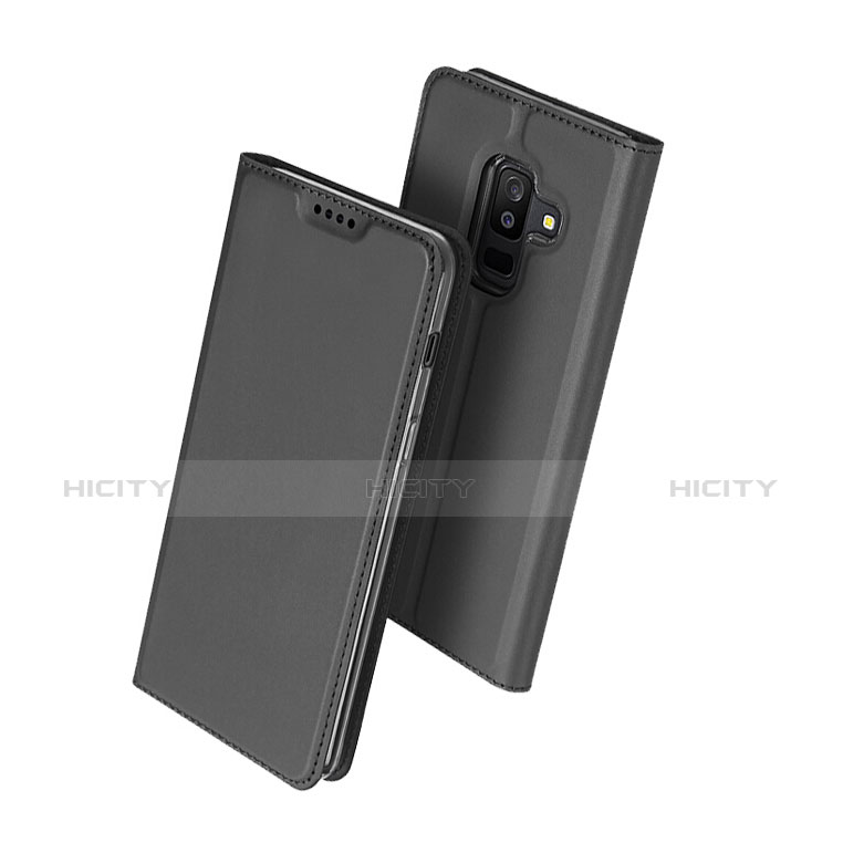 Samsung Galaxy A6 Plus (2018)用手帳型 レザーケース スタンド サムスン ブラック