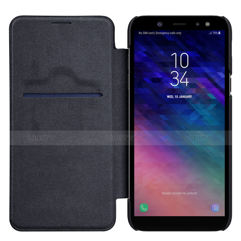 Samsung Galaxy A6 Plus (2018)用手帳型 レザーケース スタンド L01 サムスン ブラック