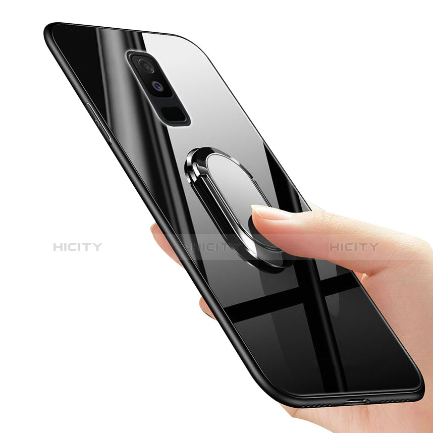 Samsung Galaxy A6 Plus (2018)用ハイブリットバンパーケース プラスチック 鏡面 カバー アンド指輪 サムスン 