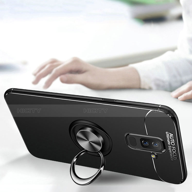 Samsung Galaxy A6 Plus (2018)用極薄ソフトケース シリコンケース 耐衝撃 全面保護 アンド指輪 バンパー サムスン 