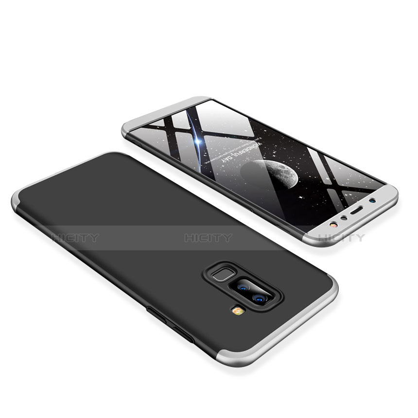 Samsung Galaxy A6 Plus用ハードケース プラスチック 質感もマット 前面と背面 360度 フルカバー サムスン シルバー