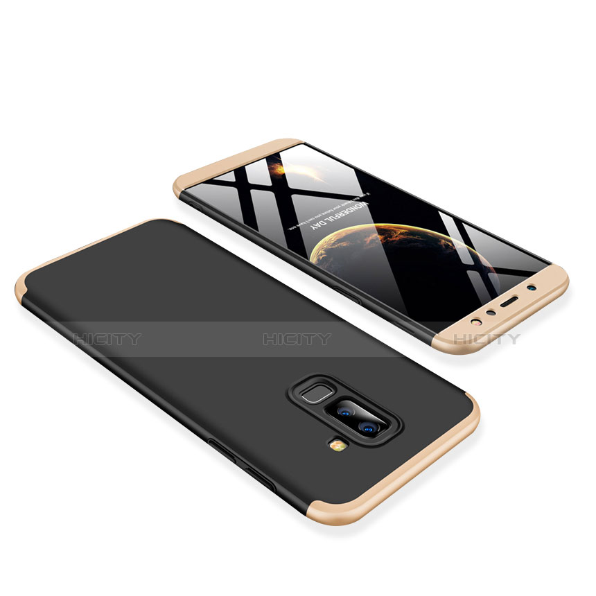 Samsung Galaxy A6 Plus用ハードケース プラスチック 質感もマット 前面と背面 360度 フルカバー サムスン ゴールド・ブラック