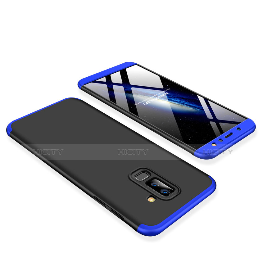 Samsung Galaxy A6 Plus用ハードケース プラスチック 質感もマット 前面と背面 360度 フルカバー サムスン ネイビー・ブラック