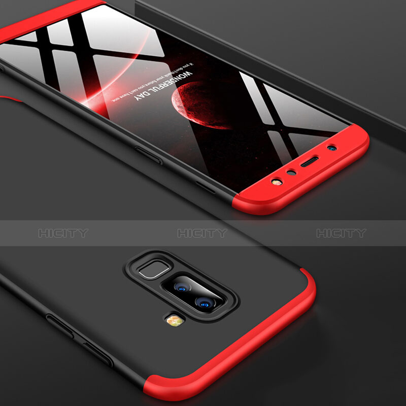 Samsung Galaxy A6 Plus用ハードケース プラスチック 質感もマット 前面と背面 360度 フルカバー サムスン レッド・ブラック