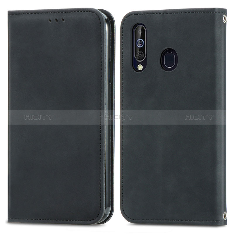 Samsung Galaxy A60用手帳型 レザーケース スタンド カバー S04D サムスン ブラック