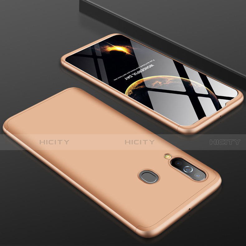Samsung Galaxy A60用ハードケース プラスチック 質感もマット 前面と背面 360度 フルカバー サムスン ゴールド