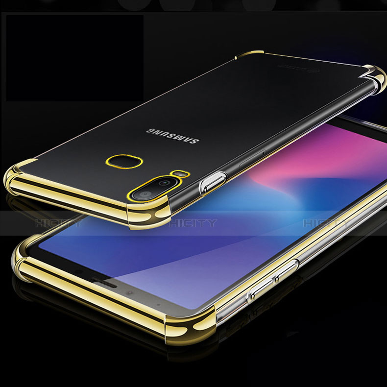 Samsung Galaxy A6s用極薄ソフトケース シリコンケース 耐衝撃 全面保護 クリア透明 H01 サムスン ゴールド