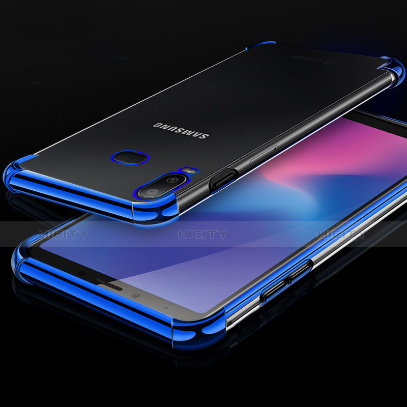 Samsung Galaxy A6s用極薄ソフトケース シリコンケース 耐衝撃 全面保護 クリア透明 H01 サムスン ネイビー