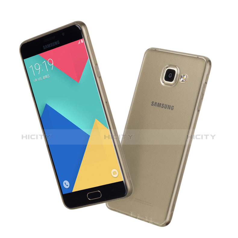 Samsung Galaxy A7 (2016) A7100用極薄ソフトケース シリコンケース 耐衝撃 全面保護 クリア透明 サムスン グレー