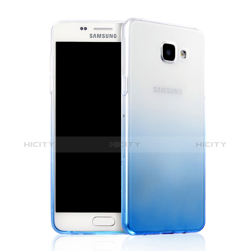 Samsung Galaxy A7 (2016) A7100用極薄ソフトケース グラデーション 勾配色 クリア透明 サムスン ネイビー