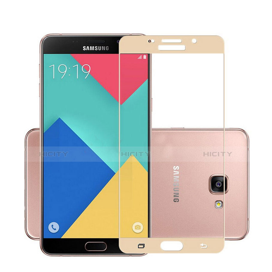 Samsung Galaxy A7 (2016) A7100用強化ガラス フル液晶保護フィルム サムスン ゴールド