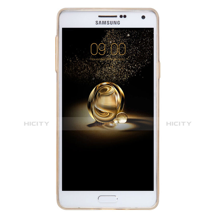 Samsung Galaxy A7 SM-A700用極薄ソフトケース シリコンケース 耐衝撃 全面保護 クリア透明 T03 サムスン ゴールド