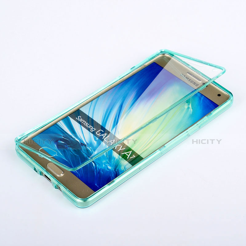 Samsung Galaxy A7 SM-A700用ソフトケース フルカバー クリア透明 サムスン ブルー