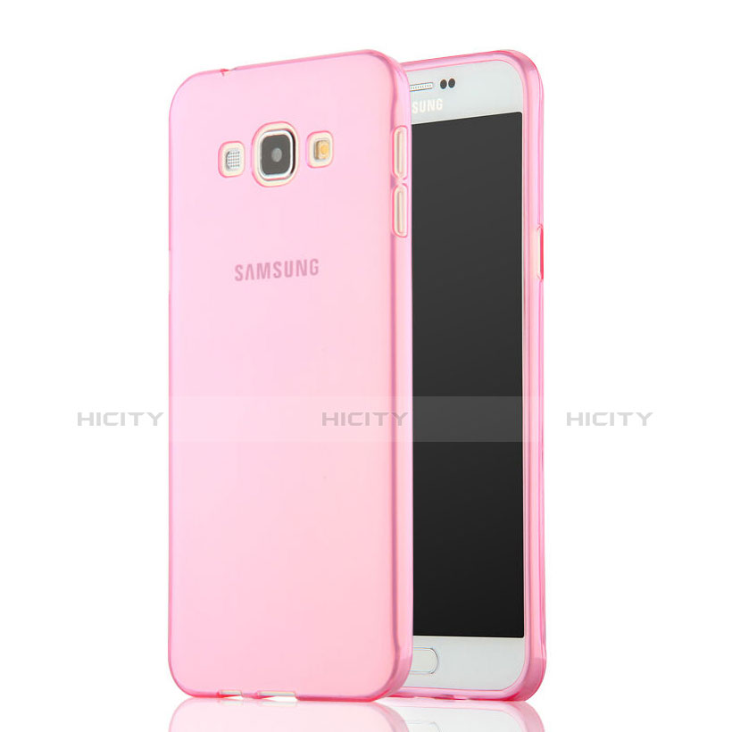 Samsung Galaxy A7 SM-A700用極薄ソフトケース シリコンケース 耐衝撃 全面保護 クリア透明 サムスン ピンク
