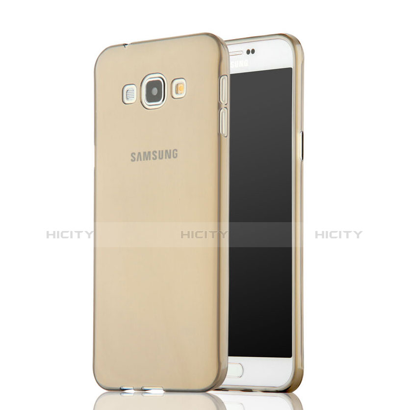 Samsung Galaxy A7 SM-A700用極薄ソフトケース シリコンケース 耐衝撃 全面保護 クリア透明 サムスン グレー