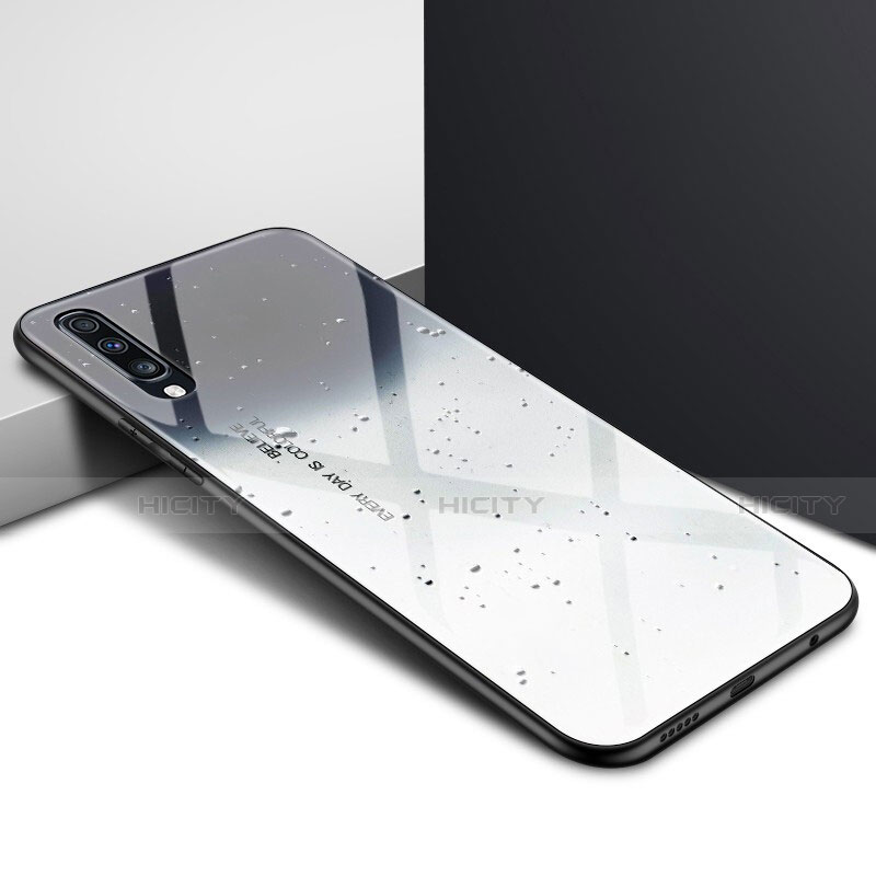 Samsung Galaxy A70用ハイブリットバンパーケース プラスチック パターン 鏡面 カバー サムスン グレー