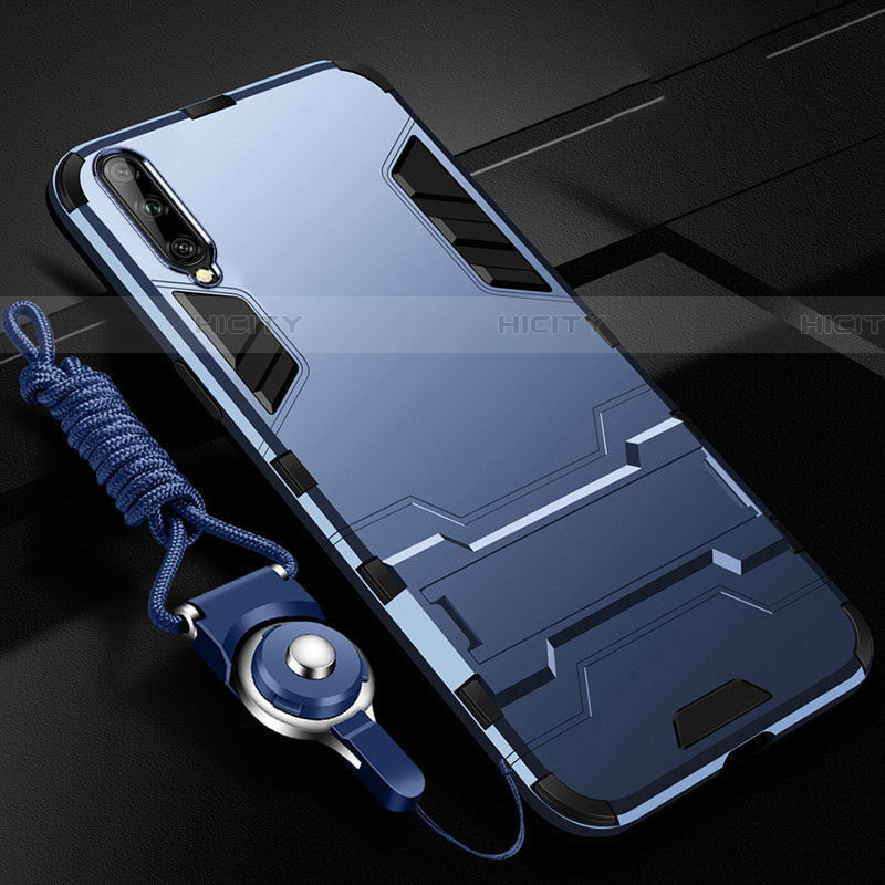 Samsung Galaxy A70用ハイブリットバンパーケース スタンド プラスチック 兼シリコーン カバー R02 サムスン ネイビー