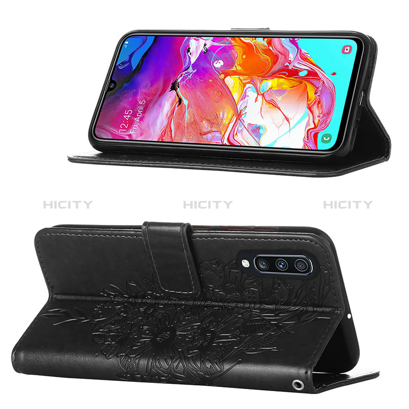 Samsung Galaxy A70用手帳型 レザーケース スタンド バタフライ 蝶 カバー Y01B サムスン 