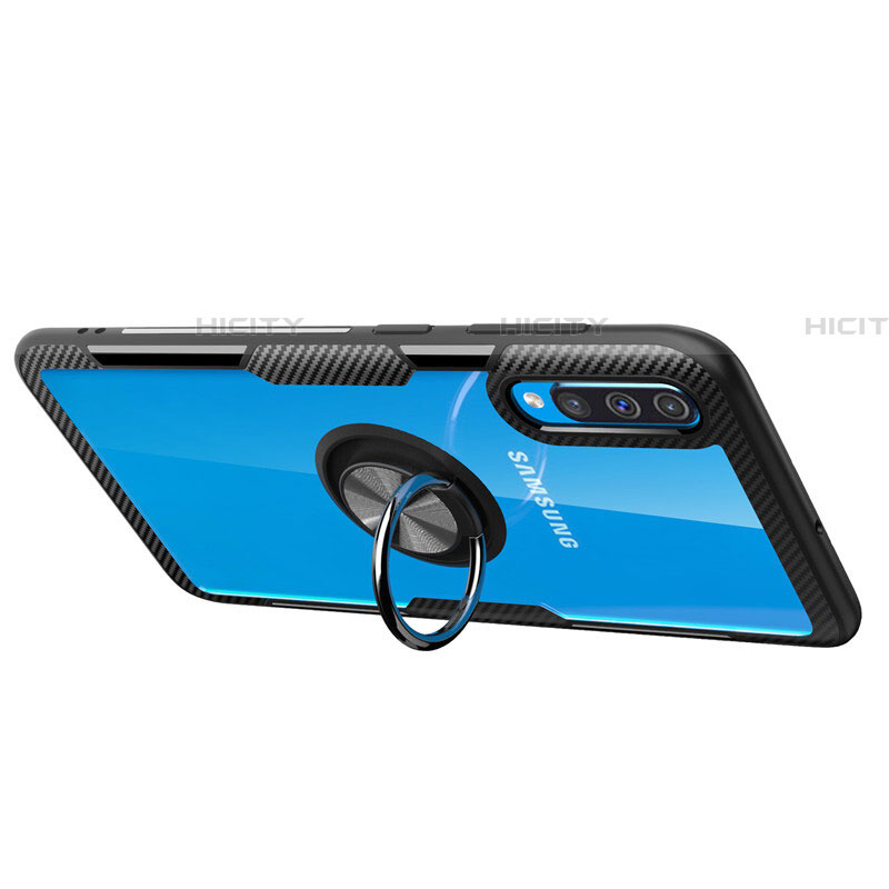 Samsung Galaxy A70用極薄ソフトケース シリコンケース 耐衝撃 全面保護 クリア透明 アンド指輪 マグネット式 C02 サムスン 