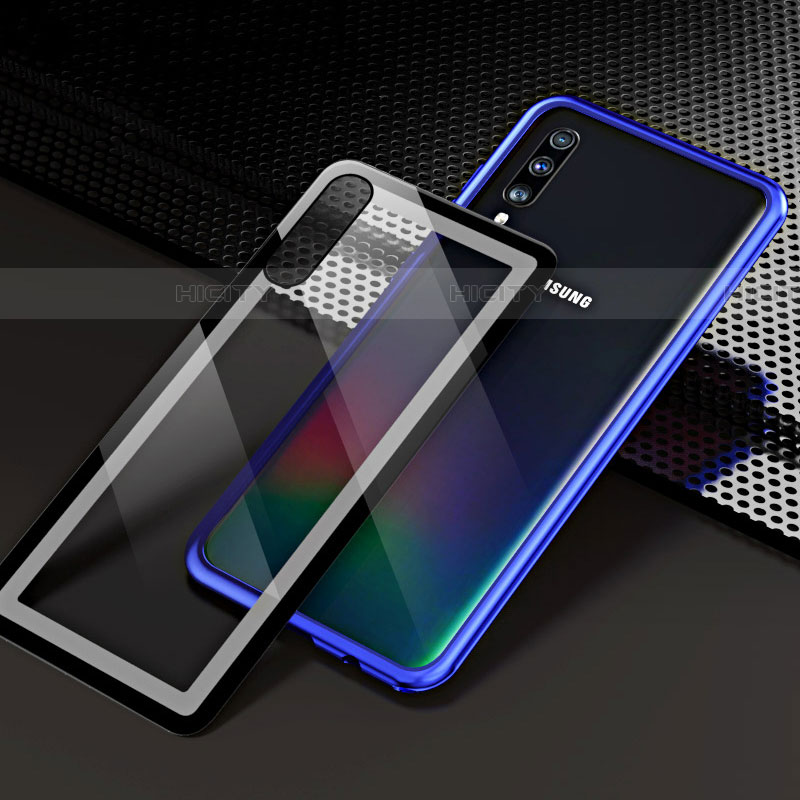 Samsung Galaxy A70用ケース 高級感 手触り良い アルミメタル 製の金属製 360度 フルカバーバンパー 鏡面 カバー T01 サムスン 