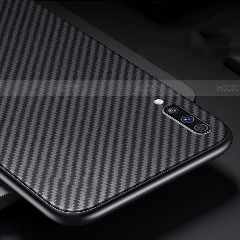 Samsung Galaxy A70S用炭素繊維ケース ソフトタッチラバー ツイル カバー T01 サムスン ブラック