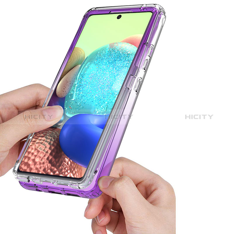 Samsung Galaxy A71 4G A715用前面と背面 360度 フルカバー 極薄ソフトケース シリコンケース 耐衝撃 全面保護 バンパー 勾配色 透明 JX1 サムスン 