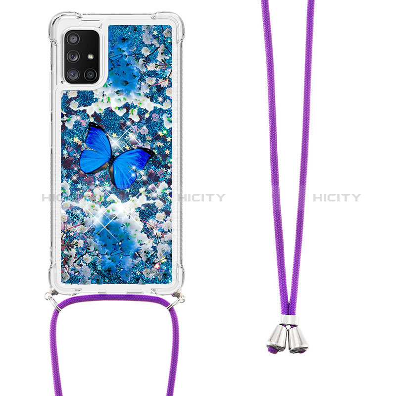 Samsung Galaxy A71 4G A715用シリコンケース ソフトタッチラバー ブリンブリン カバー 携帯ストラップ S02 サムスン 